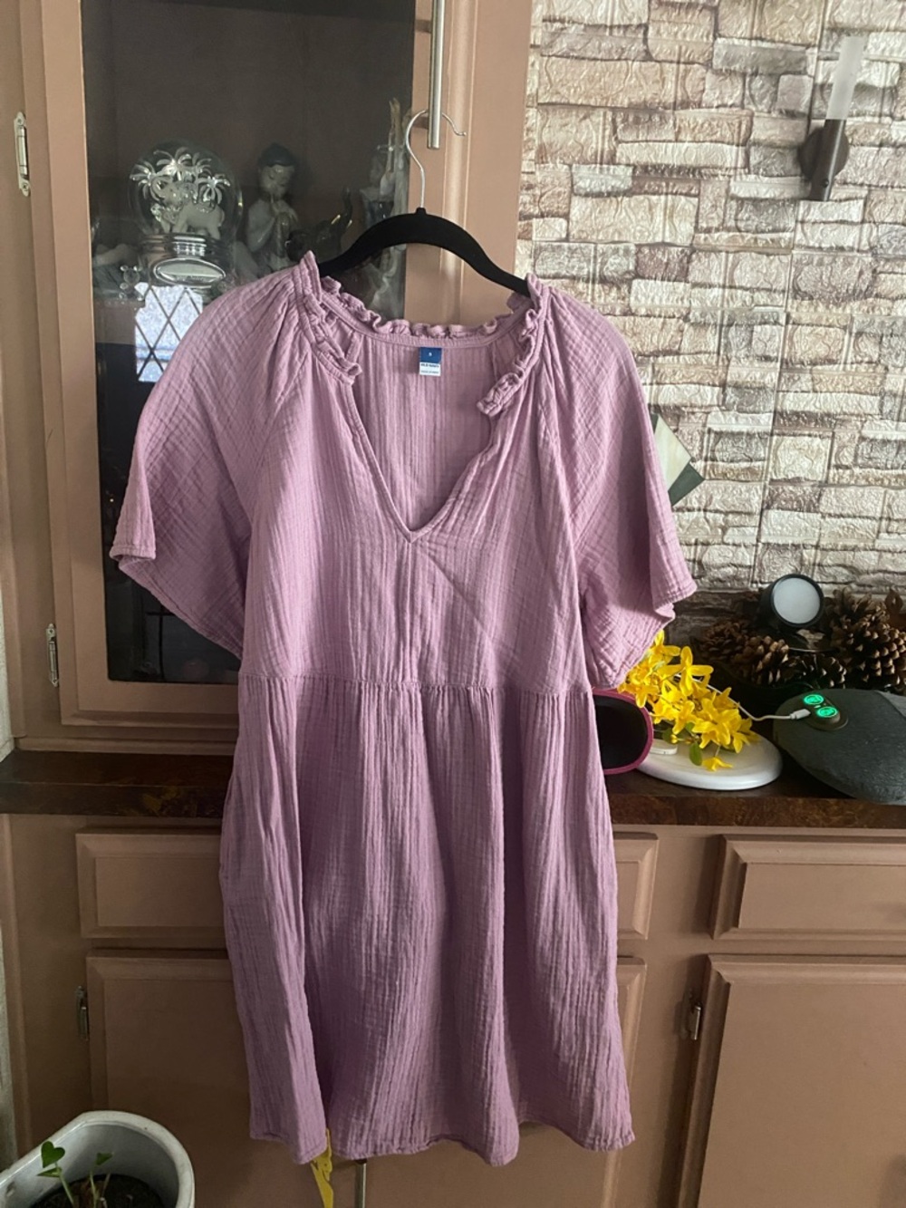 Old Navy Mauve Short Sleeve Tiered Dress